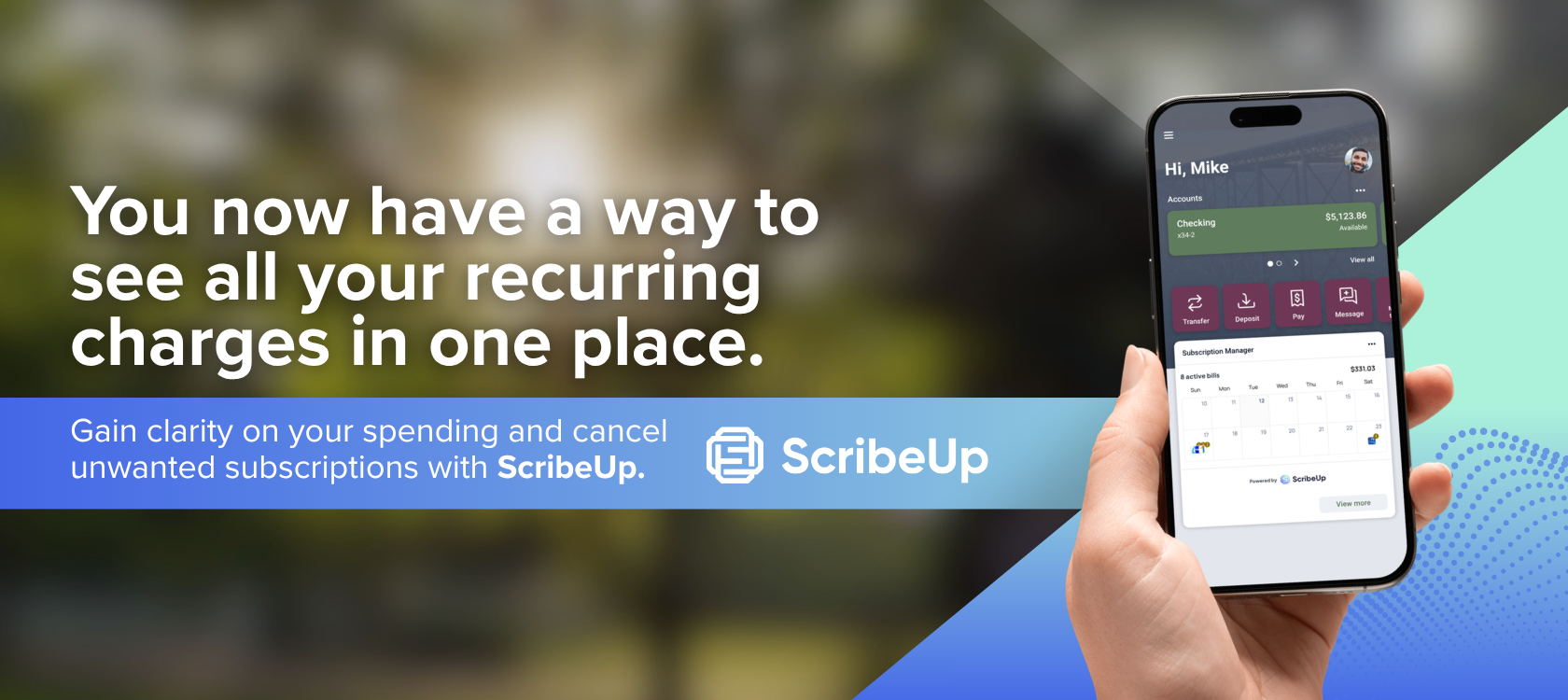 You now have a way to see all your recurring charges in one place.
Gain clarity on your spending and cancel unwanted subscriptions with ScribeUp.